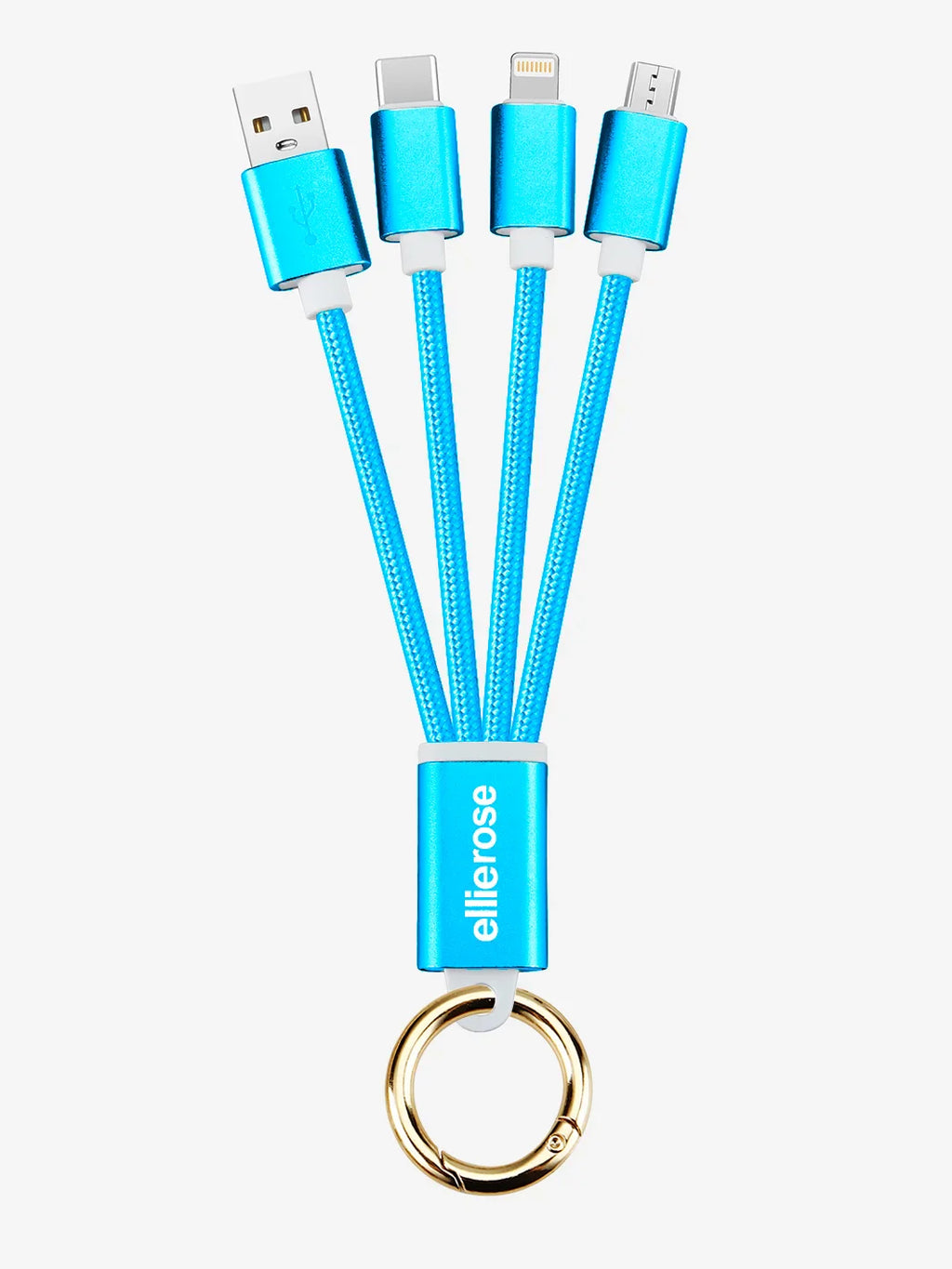Neon Blue 3-in-1 Charging Cable Keychain