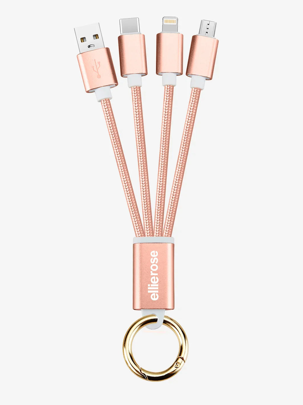 Rose Gold 3-in-1 Charging Cable Keychain