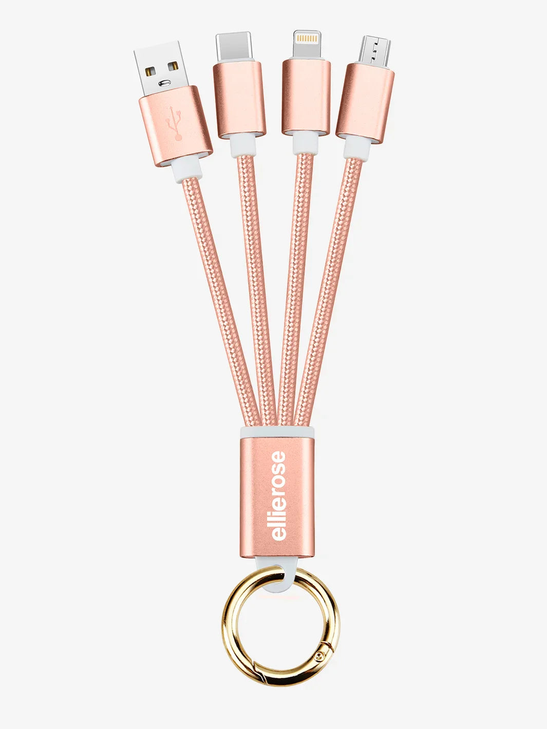 Rose Gold 3-in-1 Charging Cable Keychain