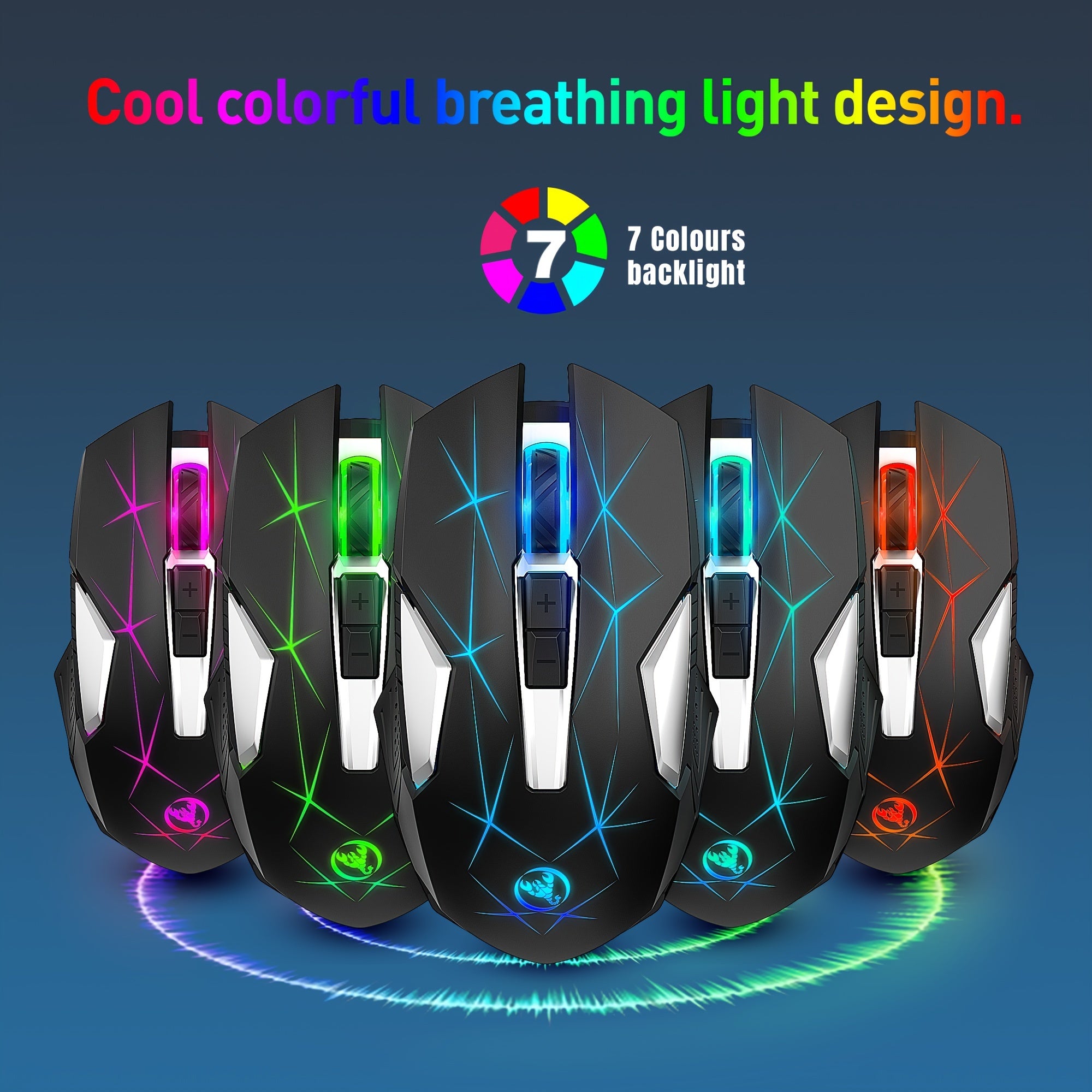 HXSJ-T300 Wireless Mouse with Type-C Charging, 2.4G, Animal Print Design - Compatible with PCs, Laptops & Desktops