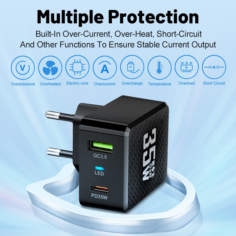 Gallium Nitride GaN35W Fast Charging Head QC3.0 Charger