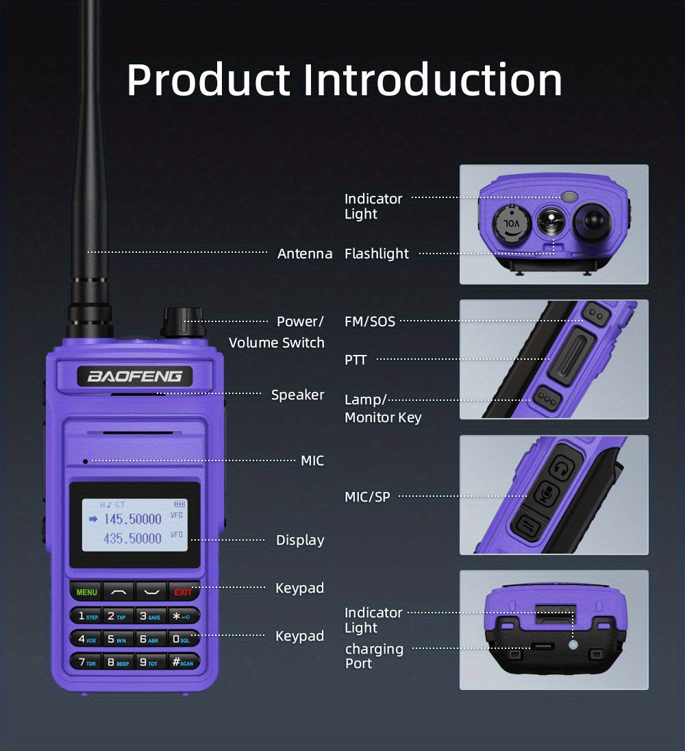 2023 BAOFENG New UV999 Pro Max 10W V2 Professional 999 Channels Walkie Talkie Type-C Fast Charger Long Range Dual Band UHF VHF Two Way Radio Upgrade Handheld Transceiver