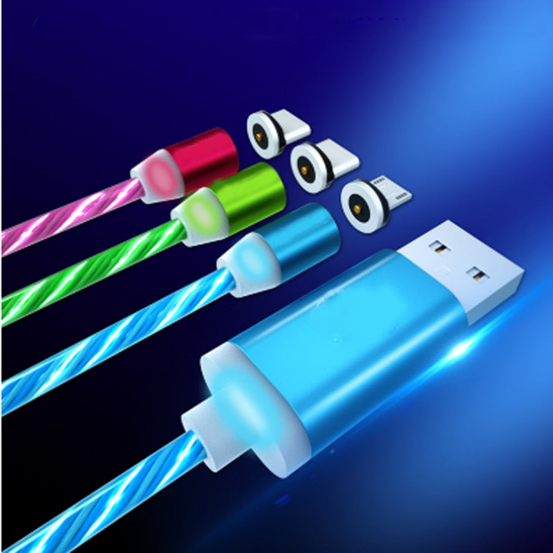 Colorful LED Light Type-C USB Cable for Samsung Fast Charging Cable for Xiaomi Redmi Note  Magnetic Cable Cord Universal Cables