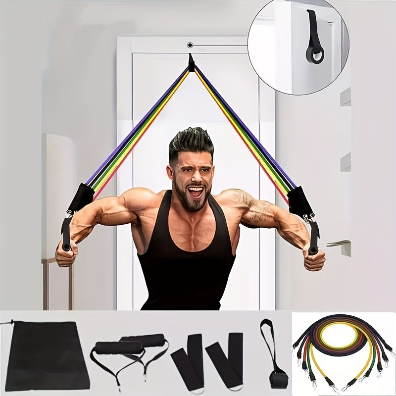 11pcs TPE Resistance Bands Set, Exercise Band, Workout Bands, Resistance Bands For Working Out, Leg And Ankle Straps, Elastic Bands For Exercise, Fitness Bands, Elastic Exercise Bands, Home Fitness, Fitness, Yoga And Pilates,