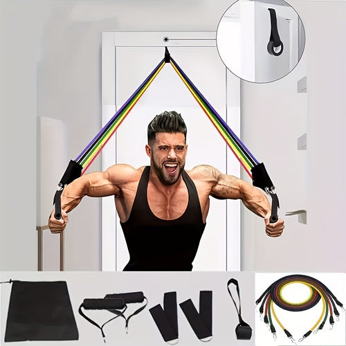11pcs TPE Resistance Bands Set, Exercise Band, Workout Bands, Resistance Bands For Working Out, Leg And Ankle Straps, Elastic Bands For Exercise, Fitness Bands, Elastic Exercise Bands, Home Fitness, Fitness, Yoga And Pilates,