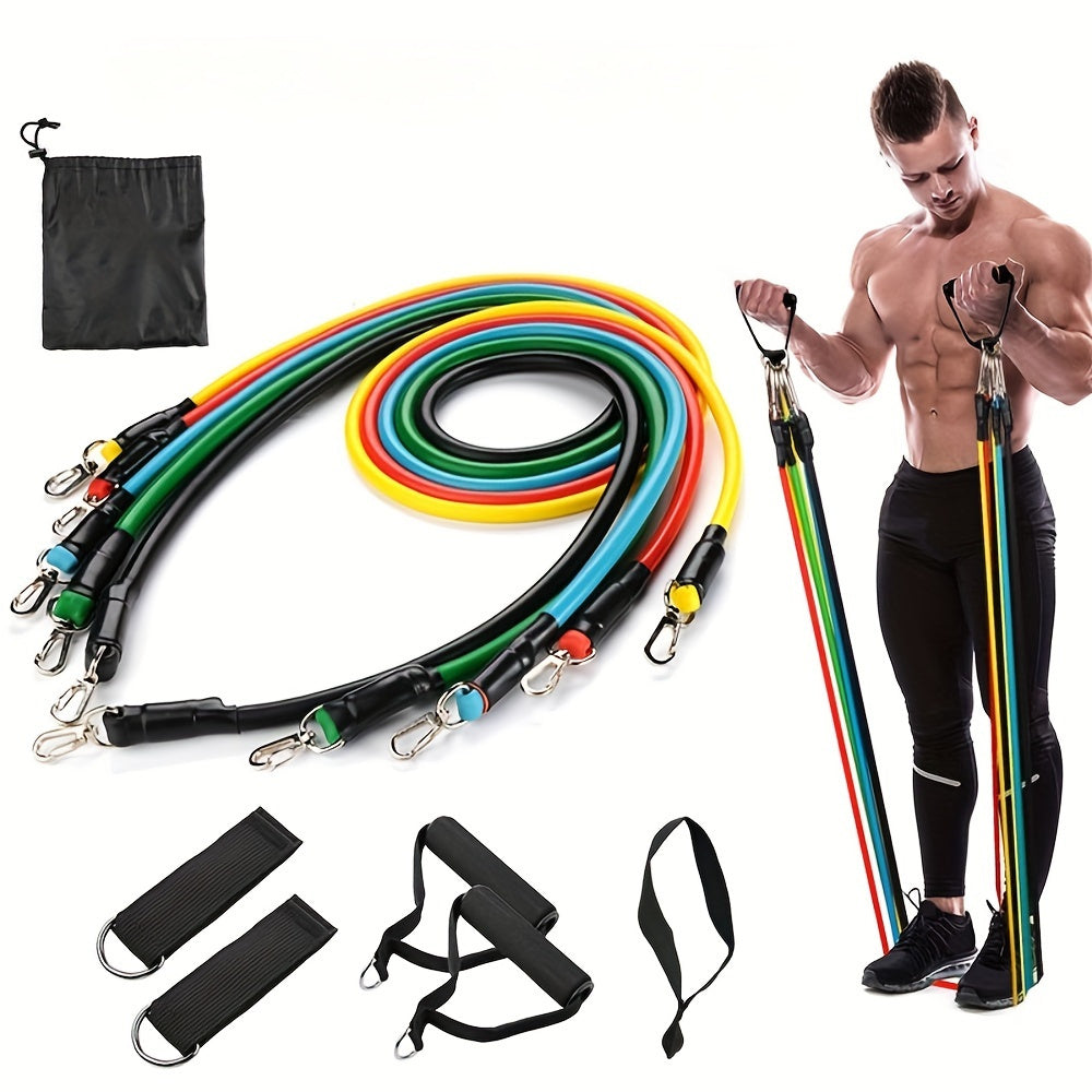 11pcs TPE Resistance Bands Set, Exercise Band, Workout Bands, Resistance Bands For Working Out, Leg And Ankle Straps, Elastic Bands For Exercise, Fitness Bands, Elastic Exercise Bands, Home Fitness, Fitness, Yoga And Pilates,