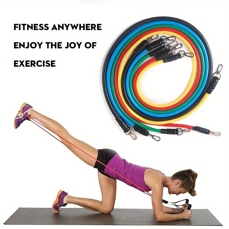 11pcs TPE Resistance Bands Set, Exercise Band, Workout Bands, Resistance Bands For Working Out, Leg And Ankle Straps, Elastic Bands For Exercise, Fitness Bands, Elastic Exercise Bands, Home Fitness, Fitness, Yoga And Pilates,