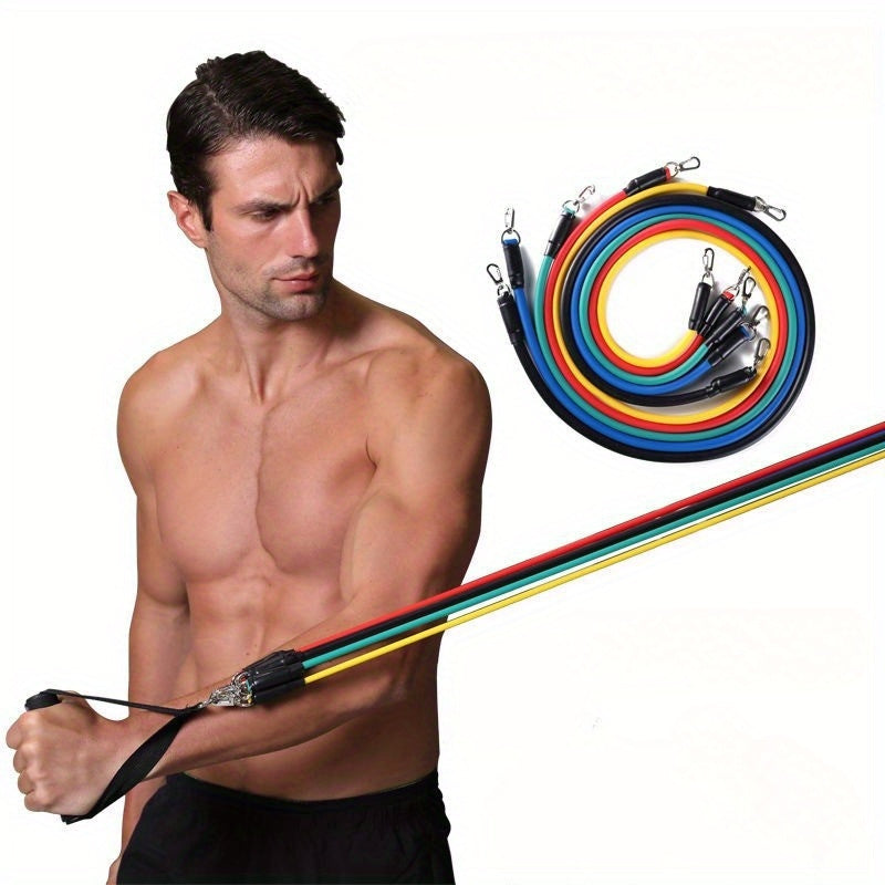 11pcs TPE Resistance Bands Set, Exercise Band, Workout Bands, Resistance Bands For Working Out, Leg And Ankle Straps, Elastic Bands For Exercise, Fitness Bands, Elastic Exercise Bands, Home Fitness, Fitness, Yoga And Pilates,