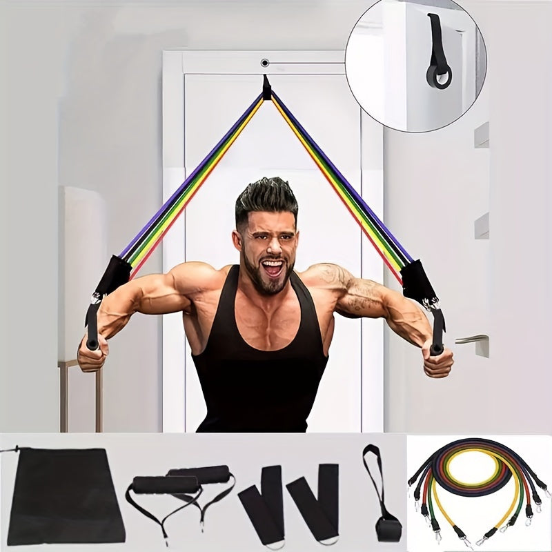 11pcs TPE Resistance Bands Set, Exercise Band, Workout Bands, Resistance Bands For Working Out, Leg And Ankle Straps, Elastic Bands For Exercise, Fitness Bands, Elastic Exercise Bands, Home Fitness, Fitness, Yoga And Pilates,