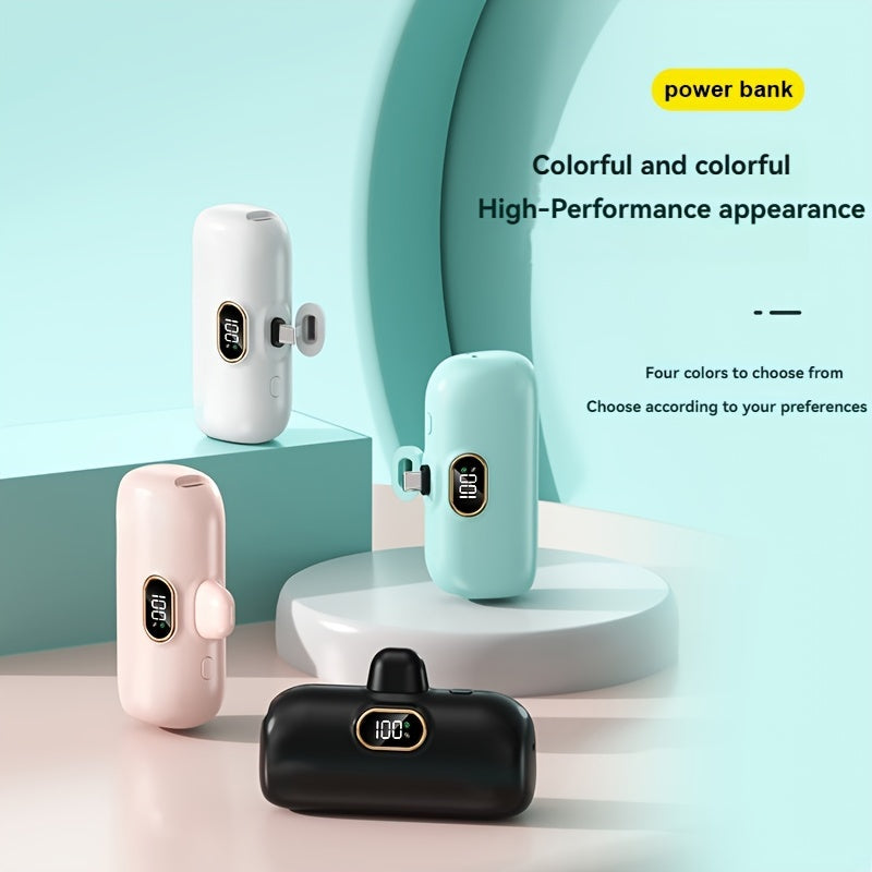 5000mAh Mini Power Bank Wireless Fast Charger Comes With Output Cable, Mini Portable External Battery, Power Bank For IPhone14, Samsung Android Power Bank
