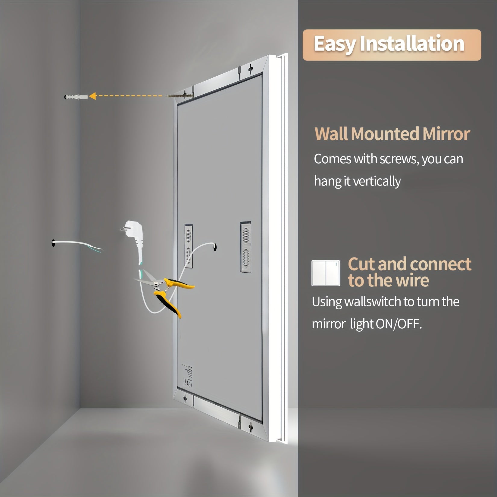 28" X 36" LED Lighted Bathroom Mirror Lighted Bathroom Music Mirror With Dual LED Light Strips Smart Wall Vanity Mirror, Front-lit, Dimming, Date And Time