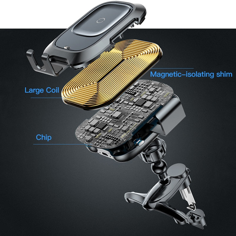 Baseus Qi Car Wireless Charger For iPhone Xs Max Xr X Samsung S10 S9 Intelligent Infrared Fast Wirless Charging Car Phone Holder