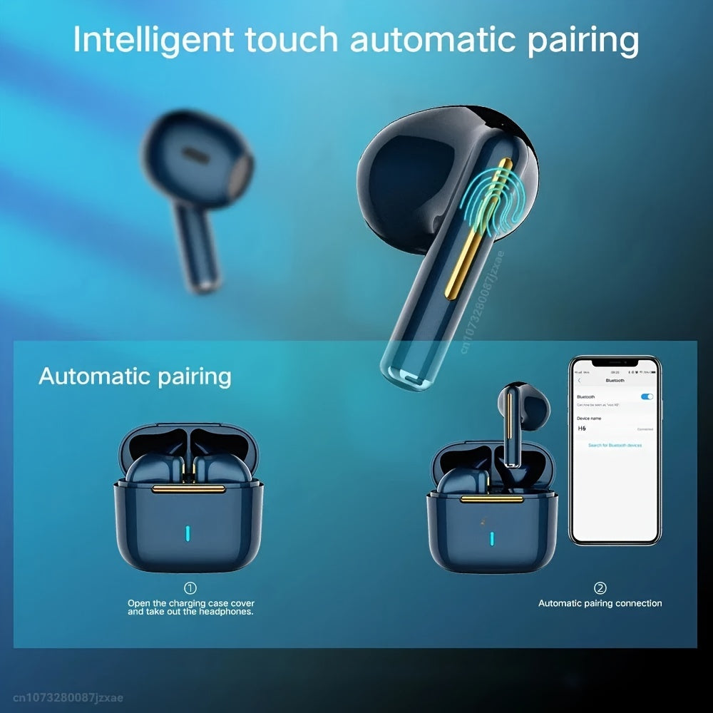 Wireless Earbuds with Volume Control, Semi-Open-Back Earphones with Condenser Microphone, Compatible with iPhone/Samsung/Android, HiFi Sound, ENC Noise Reduction, Long Battery Life, Rechargeable Lithium-Polymer, Ideal for Adu