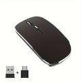 1pc Type-C Rechargeable Wireless Mouse with 2.4G Dual Receiver, Silent Operation, Durable Plastic Build, Long-Lasting Lithium Polymer Battery - Compatible with Multiple Devices