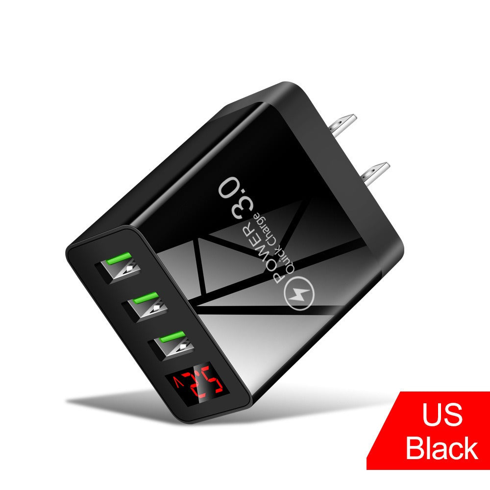 Digital display phone charger 3USB digital display screen fast charger, multi port USB charging head
