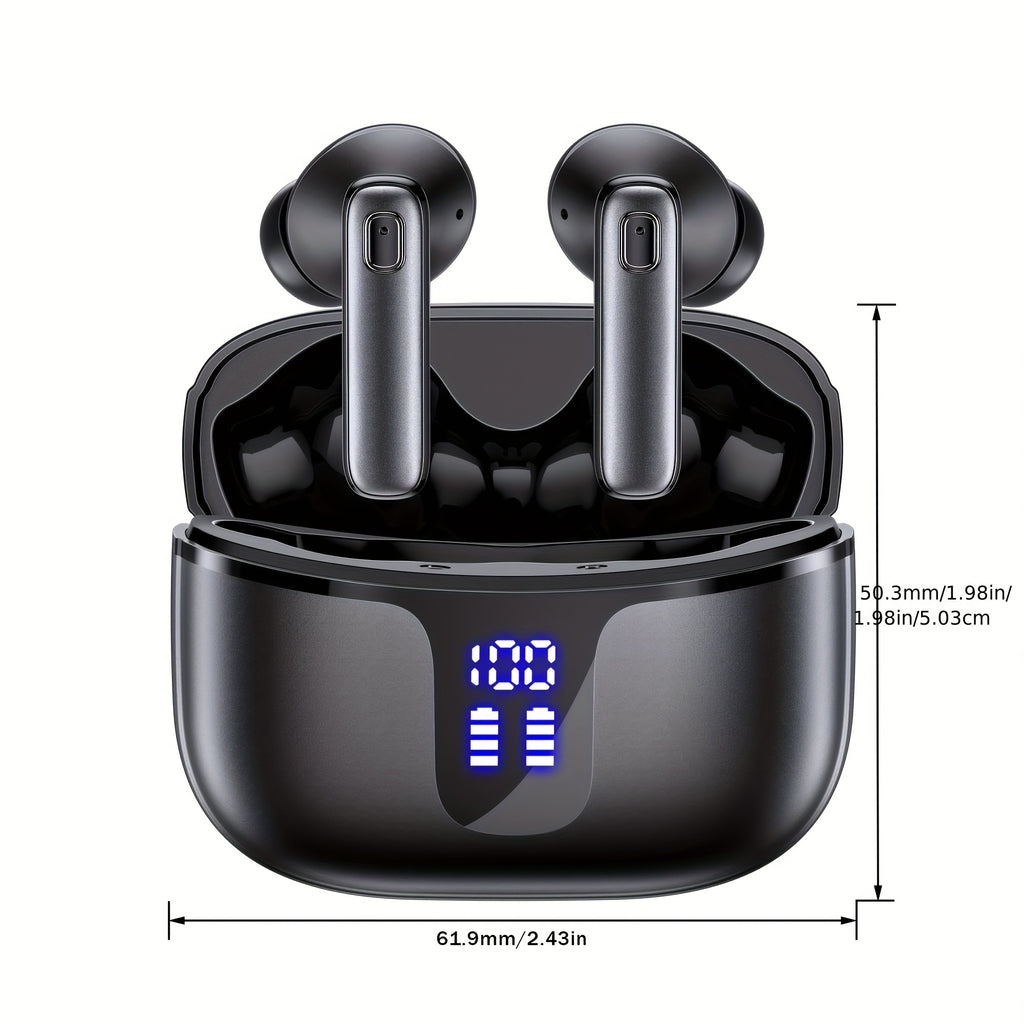 Wireless Earbuds HiFi Stereo, Wireless Earphones with ENC Noise Cancelling Mic, Touch Control, in Ear Wireless Headphones