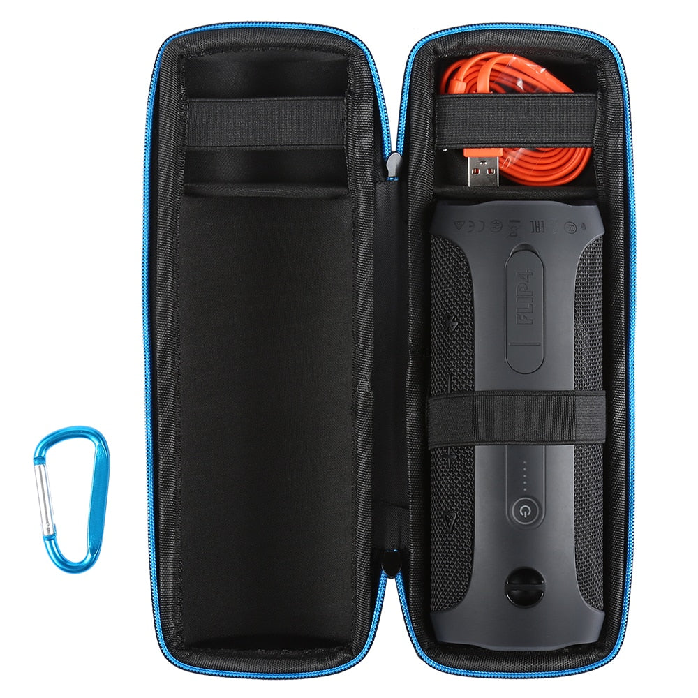 PU Carry Protective Carry Cover Case For JBL Flip 4 Flip4 Wireless Bluetooth Speaker Additional Space for Plug & Cables