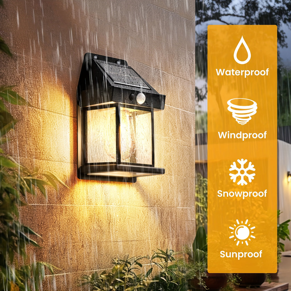 2pcs Solar Wall Lights Outdoor, Dusk to Dawn Motion Sensor Lights Waterproof, 2pcs Motion Sensor Solar Porch Lights with 3 Modes, for Patio, Garage, Shed, Solar Lights for Outside, Outdoor Solar Lights Waterproof, Garden Ligh