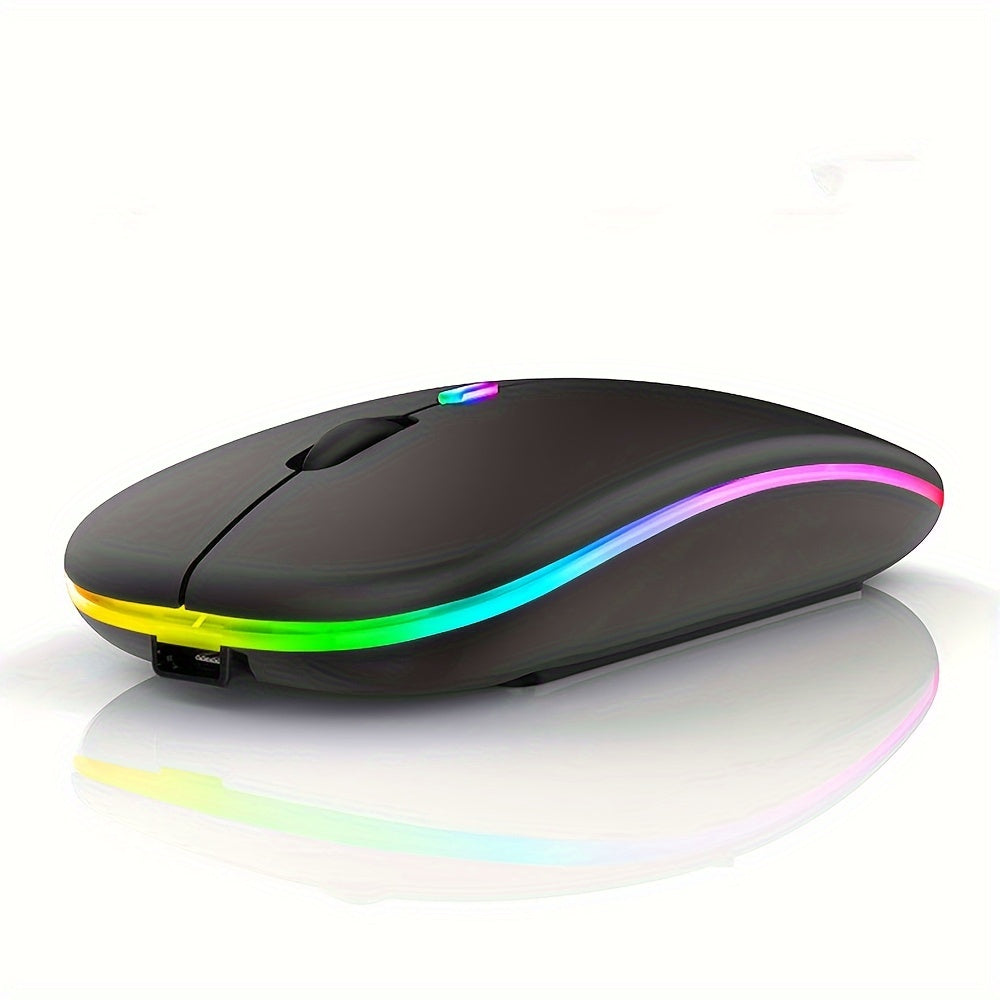 BalanceFit Rechargeable Wireless LED Mouse - Dual-Mode Wireless 5.2 & USB, Silent, Portable, Optical, Ambidextrous Design for Laptops/Desktops/Tablets, Windows 10 Compatible, Wireless Mouse for Laptop