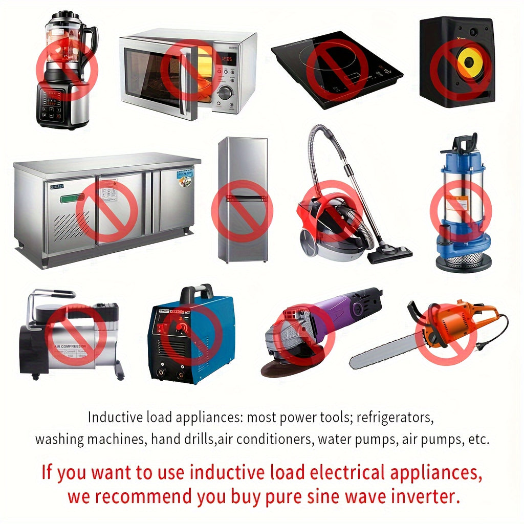 [500W Peak Power] 500W Car Power Inverter Converter - DC 12V to AC 110V, LCD Display, Dual AC Outlets, 4 USB Car Chargers - For Cars, Homes, Laptops, Trucks