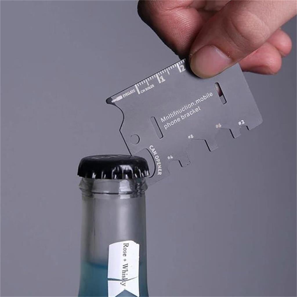 3 In 1 Mini Card Multifunctional Mobiele Telefoon Stand Card Beugel Stand voor Folding Phone Bracket Bottle Opener Tool Kits