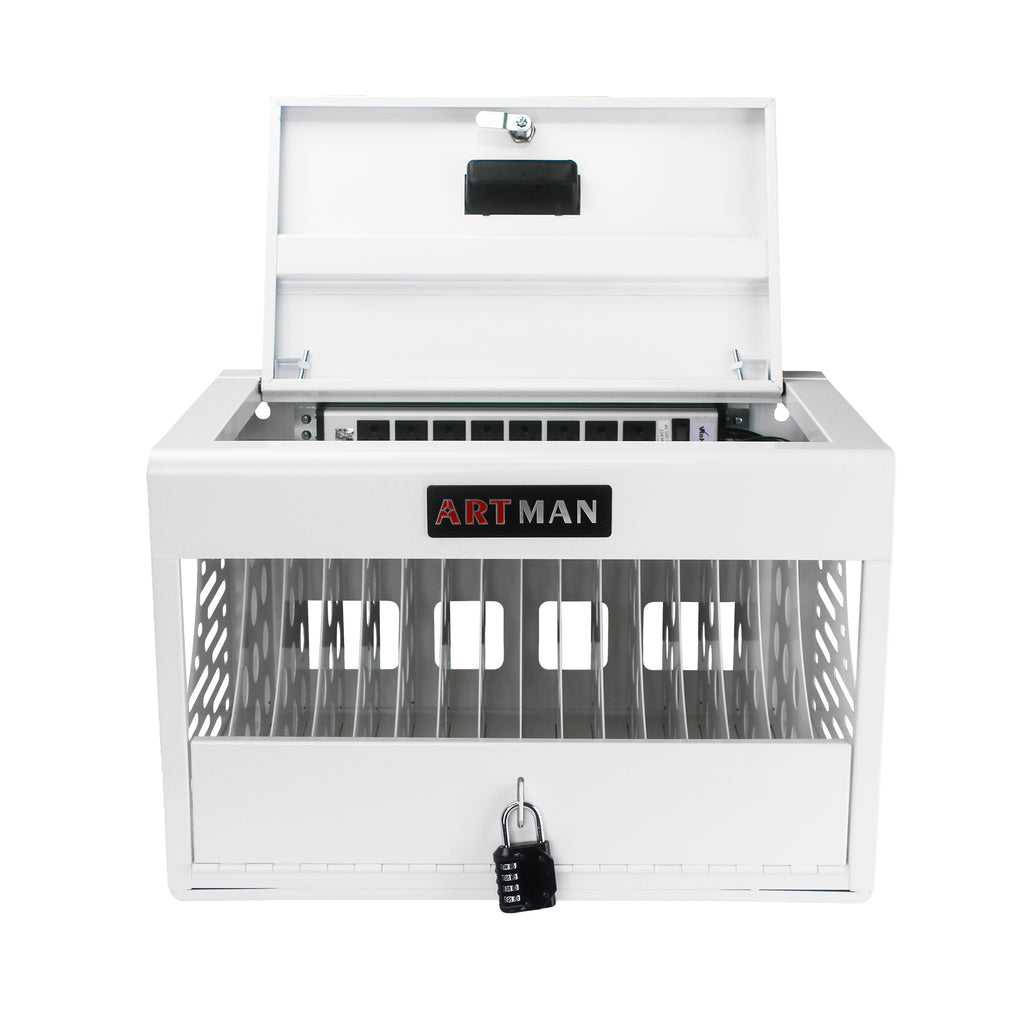 16 Bay Charging Cabinet for Laptop Chromebook Locking Charging Station-WHITE