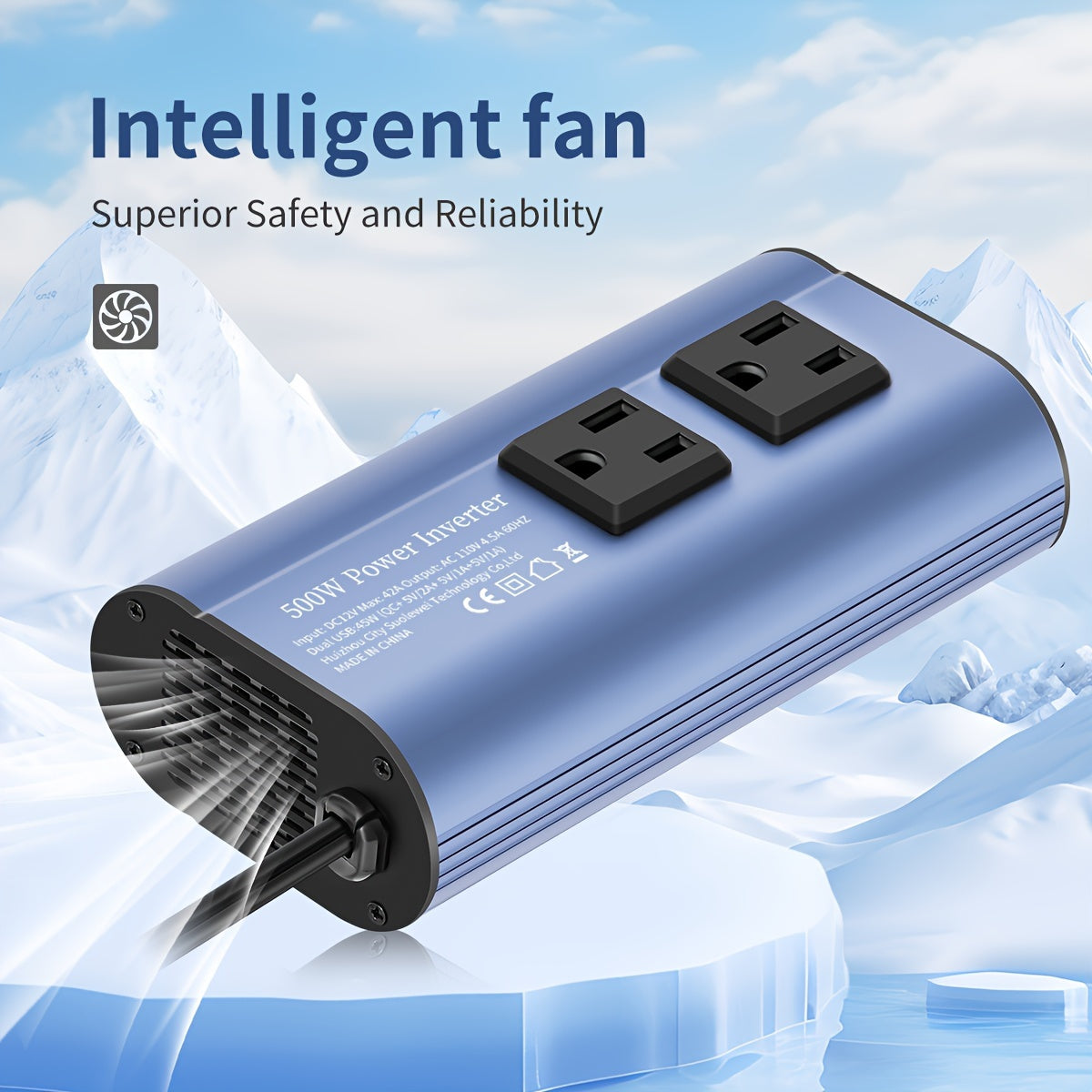 Car Power Inverter Converter - 500W Peak, DC 12V to AC 110V, LCD Display, Dual AC Outlets, 4 USB Car Chargers, Suitable for Cars, Homes, Laptops, Trucks, US Plug Car