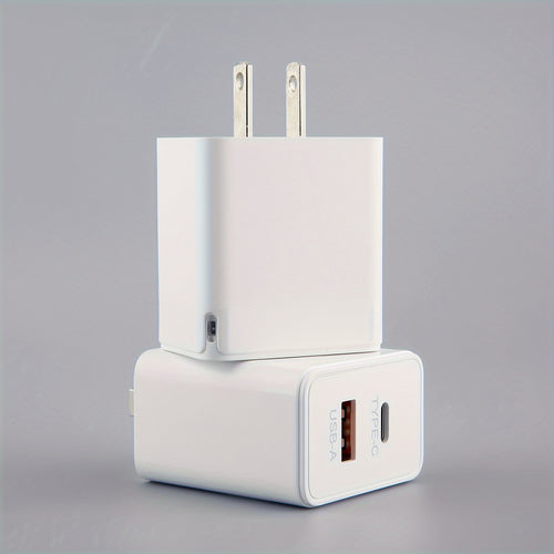 1pc/2pcs Fast Charger Total 20W Dual-port PD Adapter Wall USB Type C Port Plug Fast Charging Is Suitable For IPhone/Samsung/Android Mobile Phone Tablet And Other Charging Heads With Working Indicators