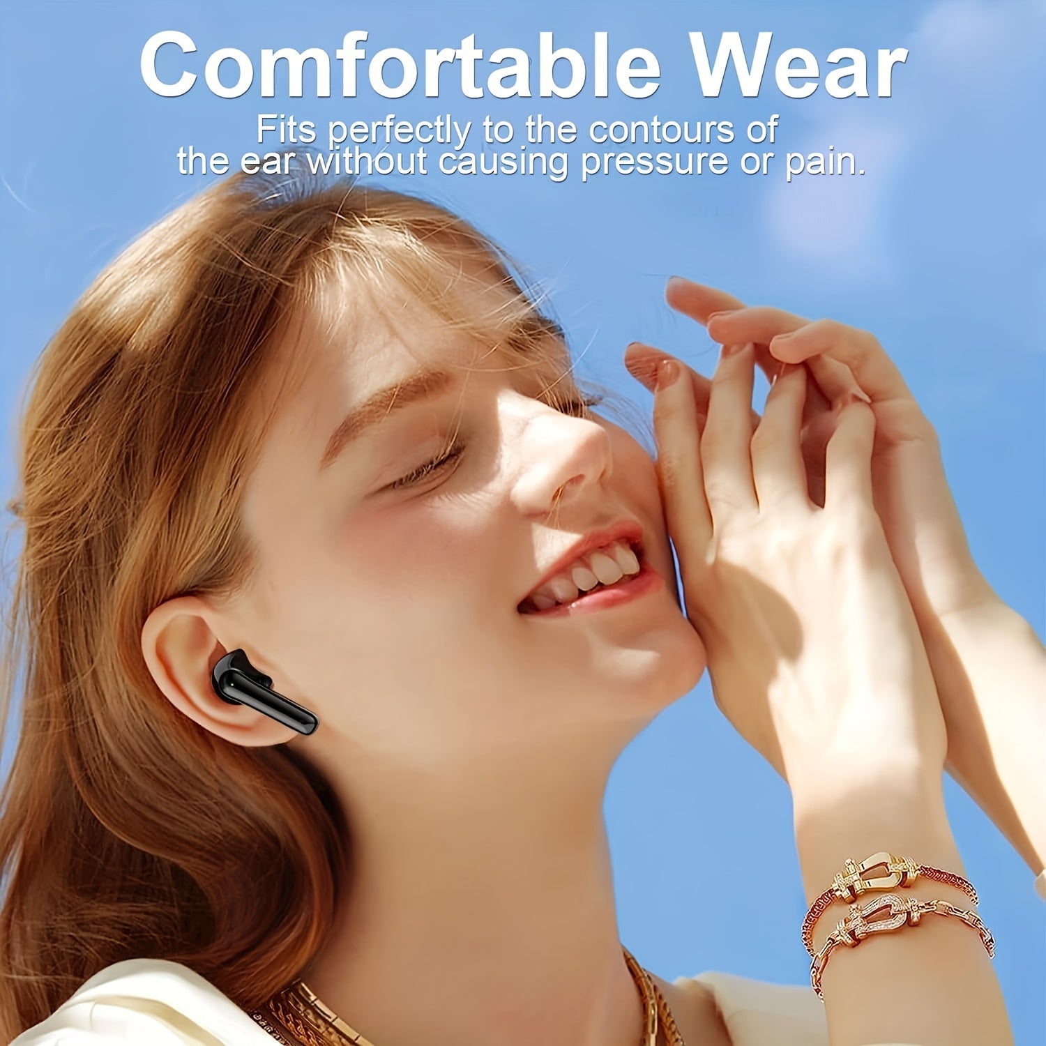 V5.3 Wireless Earbuds with Touch Control, Hi-Fi Stereo, ENC Noise Cancelling Mic, LED Power Display, and Charging Case for Sports Workout