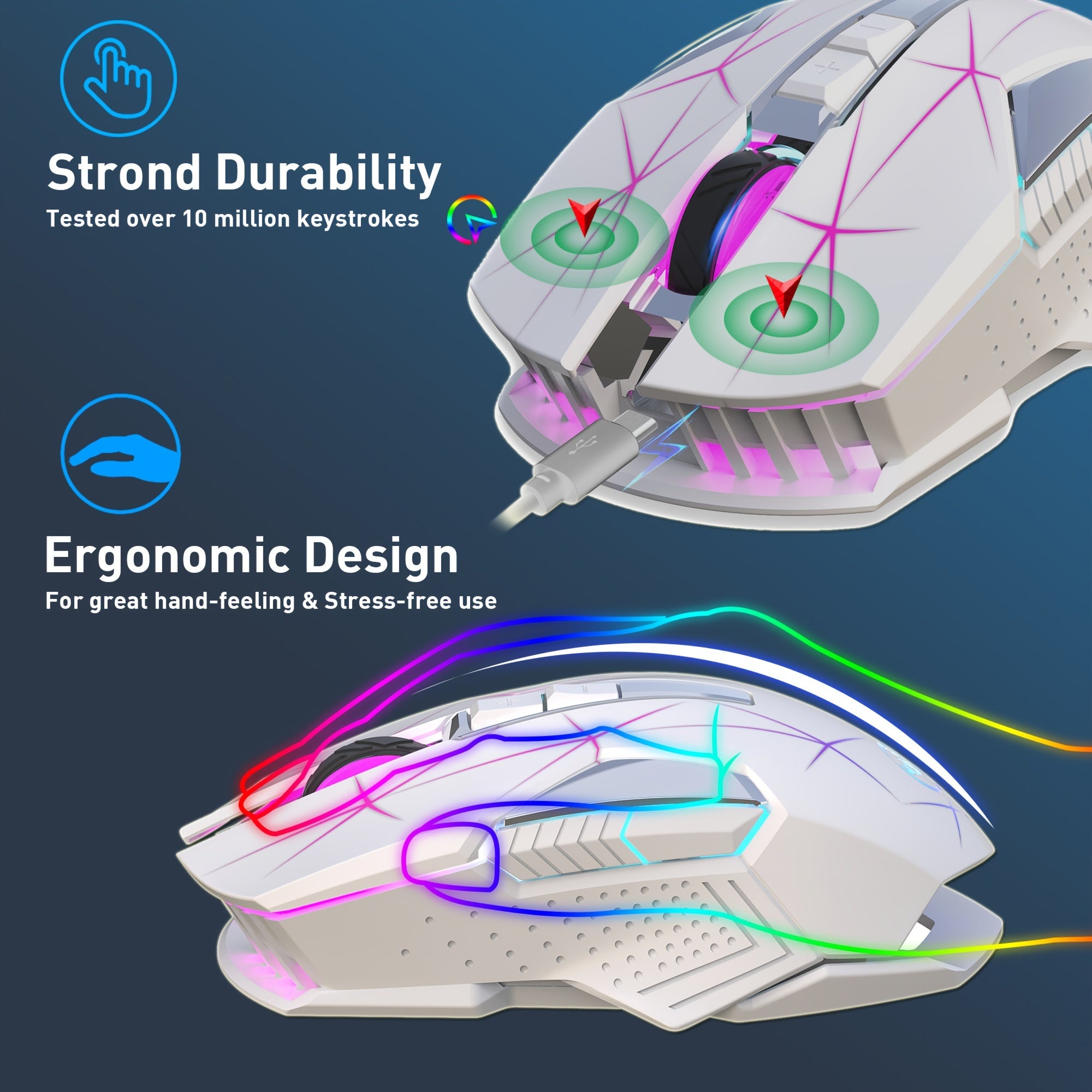 HXSJ-T300 Wireless Mouse with Type-C Charging, 2.4G, Animal Print Design - Compatible with PCs, Laptops & Desktops