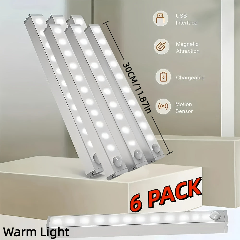 Battery Operated Under Cabinet Lights, Ultra-Bright Wireless Motion Sensor Light Indoor,2/6pcs Smart LED Motion Sensor Lights, Under-Cabinet Lighting, Magnetic Dimmable Closet Lights, Wireless Under Counter Lights For Kitche
