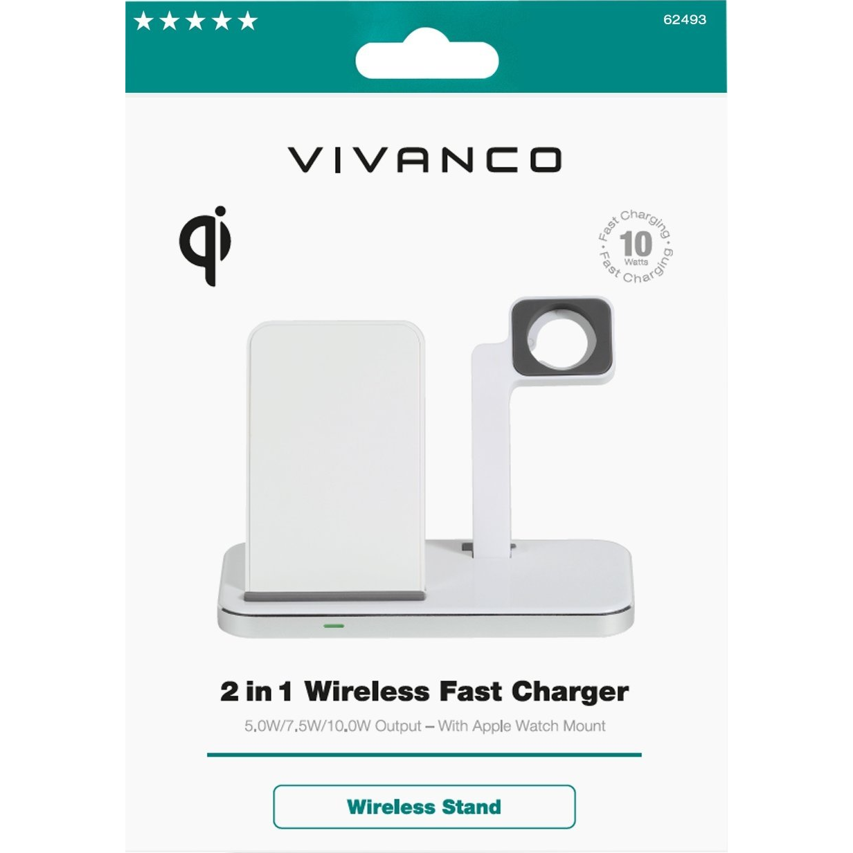 Ładowarka Vivanco Vivanco wireless charger 2in1 Wireless Fast 10W (62493) (62493)