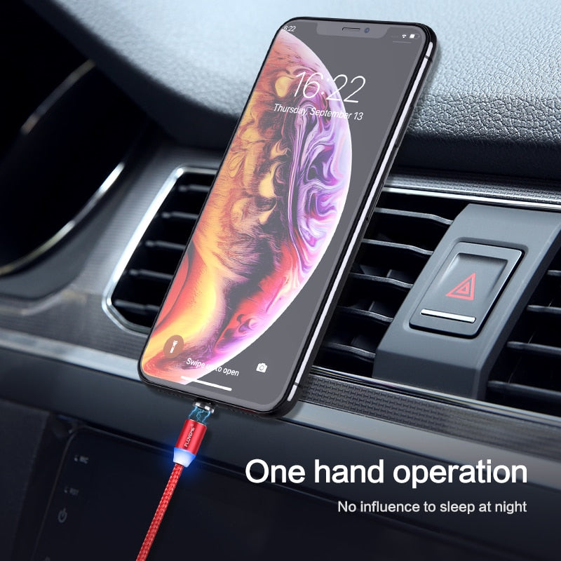 FLOVEME 1M Magnetic Charge Cable , Micro USB Cable For iPhone XR XS Max X Magnet Charger USB Type C Cable LED Charging Wire Cord