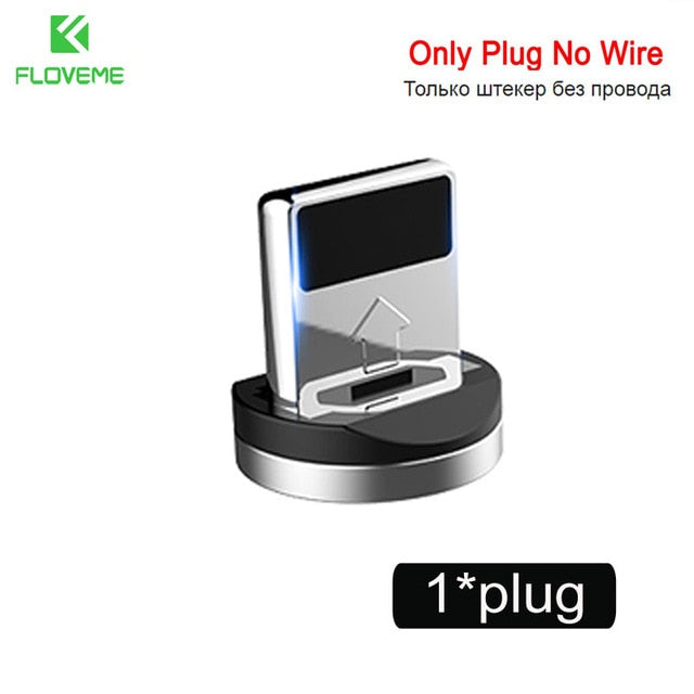 FLOVEME 1M Magnetic Charge Cable , Micro USB Cable For iPhone XR XS Max X Magnet Charger USB Type C Cable LED Charging Wire Cord