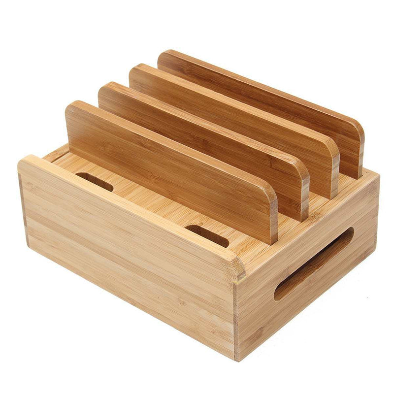 Mobile Phone Charging Storage Box Wooden Charging Dock Station for Mobile Phone Holder Stand Bamboo Charger Stand Base For Tablets For iphone