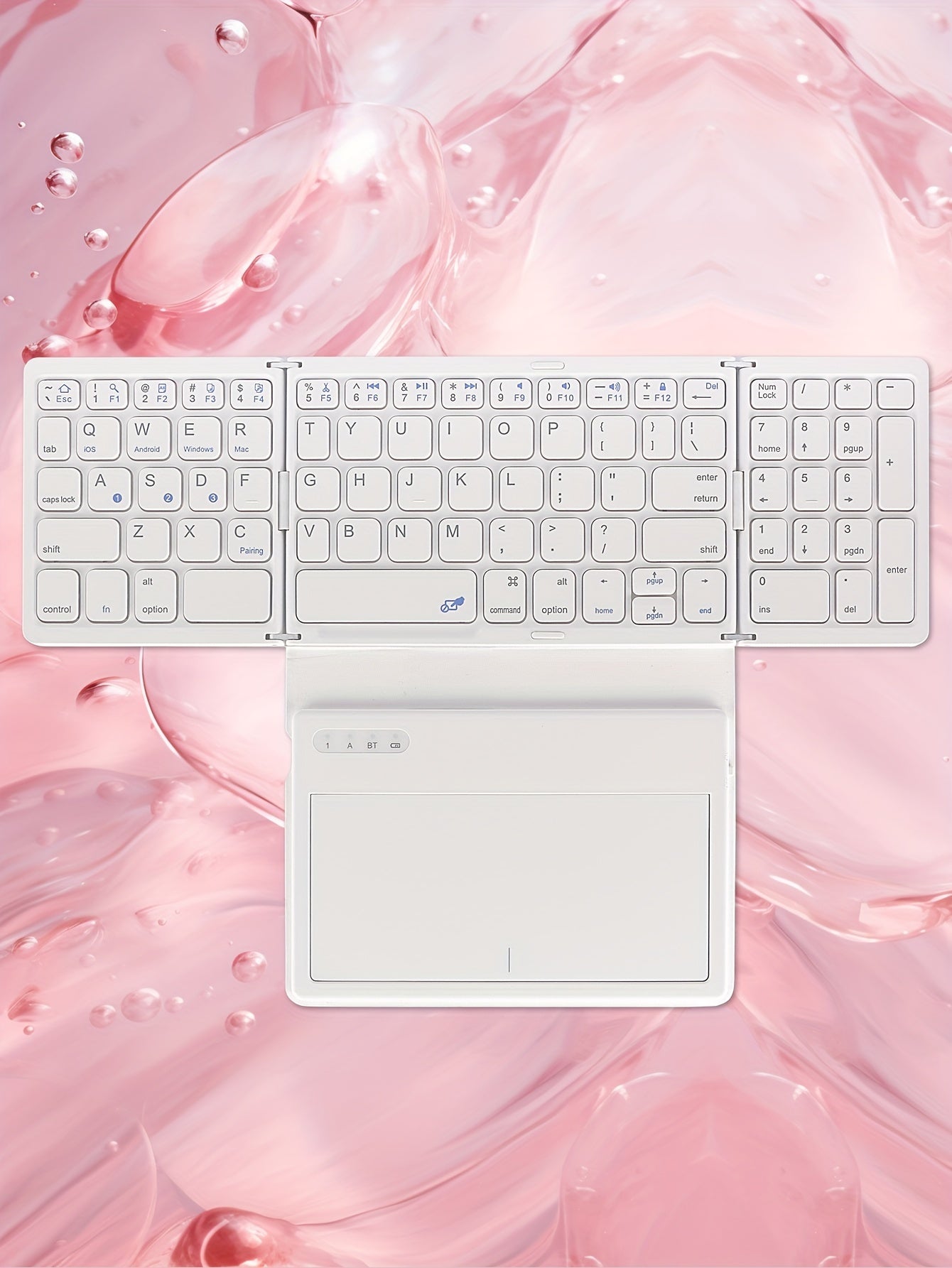 1pc JOMAA Compact Folding Wireless Keyboard for iPad Air 2, Touchpad Design, Windows 10 Compatible, USB Cable Included, Rechargeable Polymer Battery, Smart Hand Orientation, Wireless Connectivity