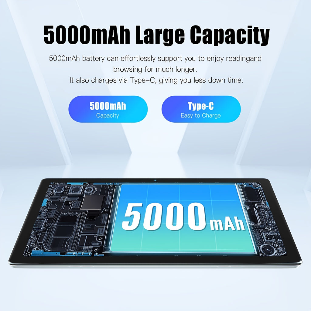 AEEZO 10.1-inch Quad-Core/Octa-Core Tablet, 64GB ROM, 6GB/12GB RAM, Android 13/14, 5000mAh Battery, 800x1280. Options: Tablet Only: Tablet + Wireless Keyboard + Mouse + Stylus Without Electricity+ Headphones + Foldable Case;