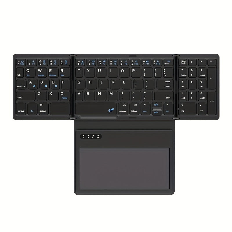 1pc JOMAA Compact Folding Wireless Keyboard for iPad Air 2, Touchpad Design, Windows 10 Compatible, USB Cable Included, Rechargeable Polymer Battery, Smart Hand Orientation, Wireless Connectivity