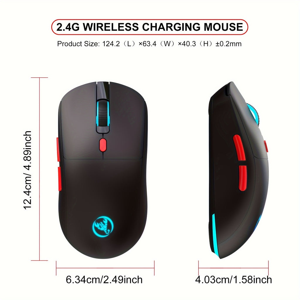 "Ultra-Responsive" Hxsj-T20 Wireless Mouse With Rechargeable 650Mah Battery - Optical, Animal Print Design For pcs, Laptop & Mac Gaming And Office Use