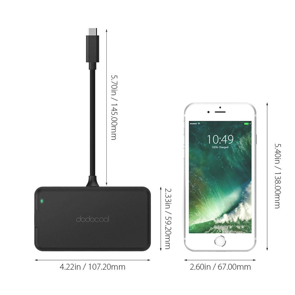 dodocool 6-in-1 USB Hub Multifunction USB-C Hub with Type-C PD 4K HD RJ45 Gigabit Ethernet USB 3.0  Splitter