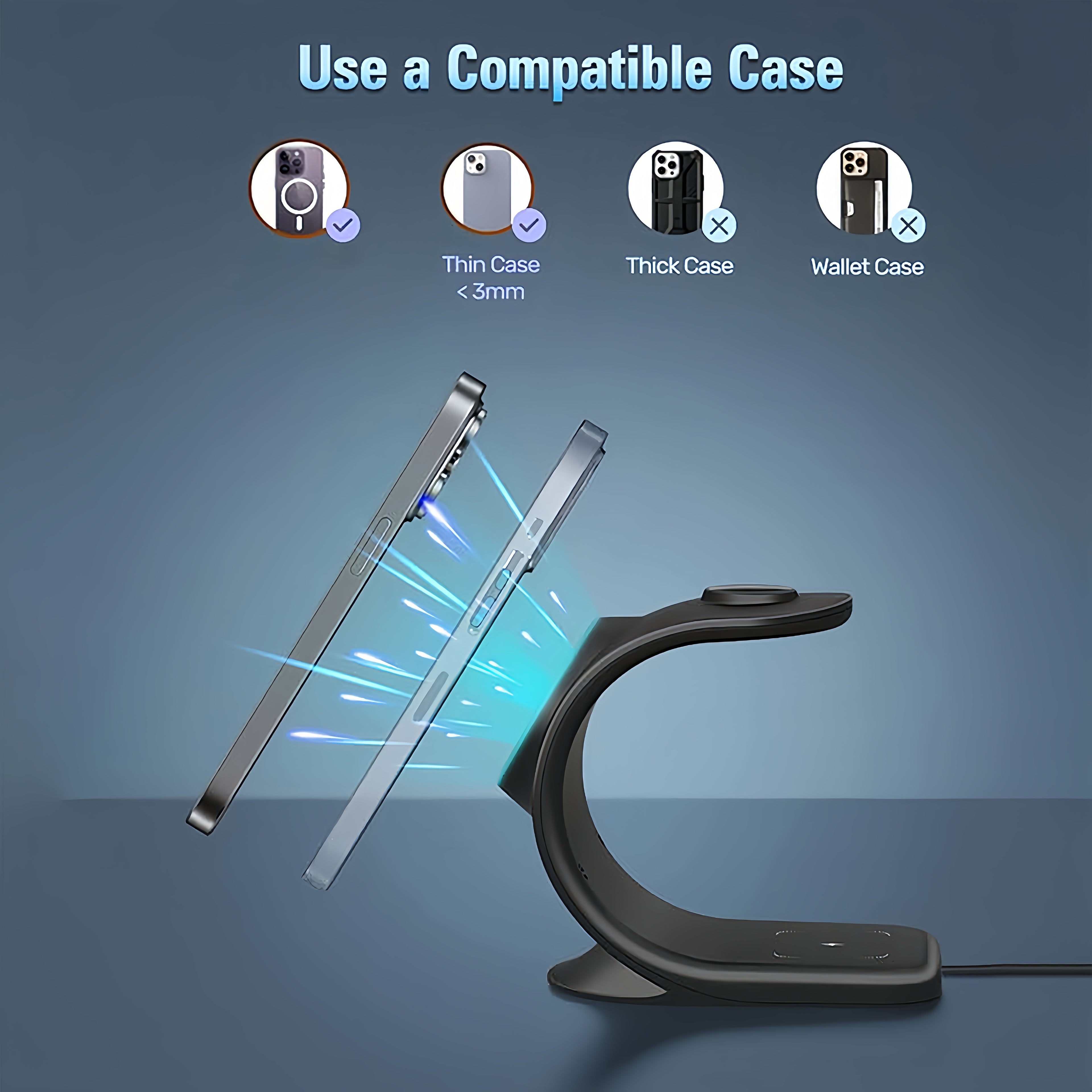 Triple Mode Magnetic Wireless Charger Stand - Wireless Chargers - 3-in-1 Fast Charging Solution for iPhone 16, 15, 14, 13, 12 Pro Max/Pro/Mini/Plus, iWatch SE/8/7/6/5/4/3/2, and AirPods with Compact Design and Safe Charging