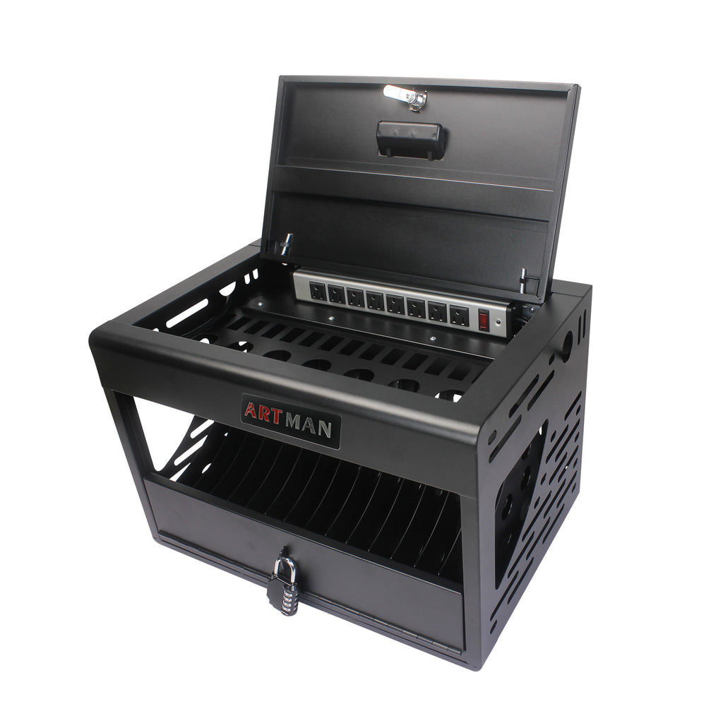 16 Bay Charging Cabinet for Laptop Chromebook Locking Charging Station-BLACK