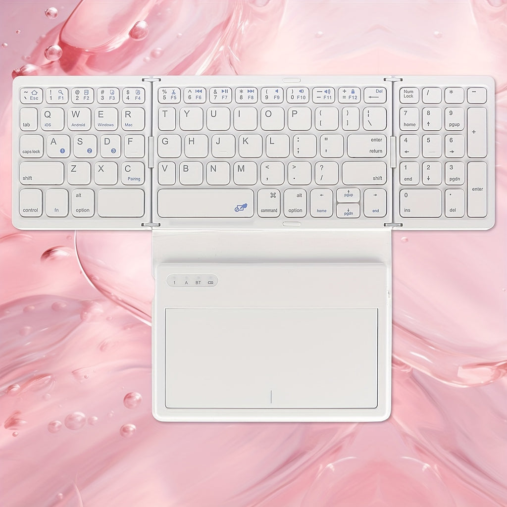 1pc JOMAA Compact Folding Wireless Keyboard for iPad Air 2, Touchpad Design, Windows 10 Compatible, USB Cable Included, Rechargeable Polymer Battery, Smart Hand Orientation, Wireless Connectivity