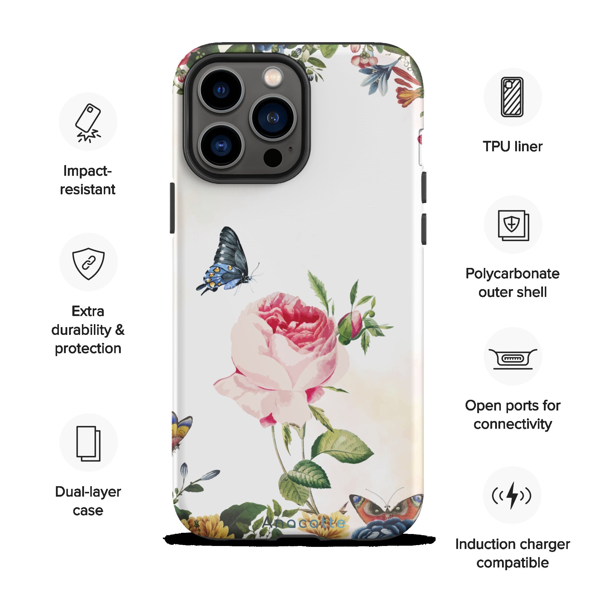 Anacotte Stunning Flower and Butterfly iPhone case