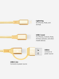 Gold 4-in-1 Charging Cable Keychain