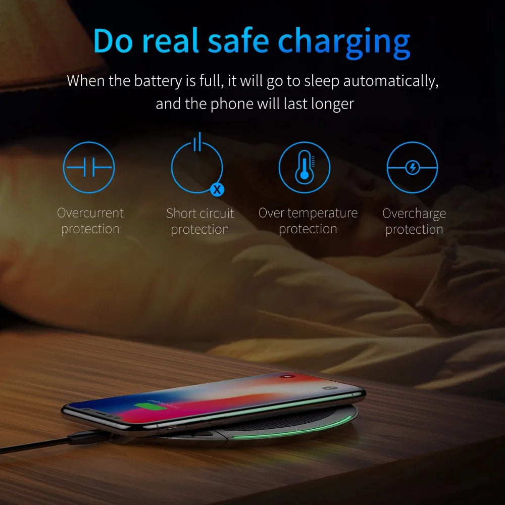 Baseus Collapsible Qi Wireless Charger for iPhone 8/X Multifunction Fast Wireless Charging for Samsung S9/S9+/S8 Huawei Xiaomi
