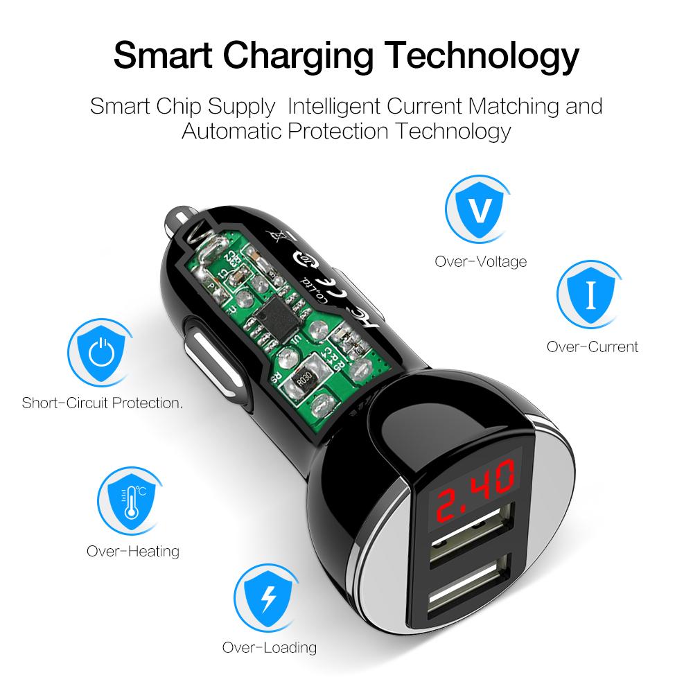 Dual USB Phone Car Charger Fast Charging 5V/2.4A Universal Car-Charger f
