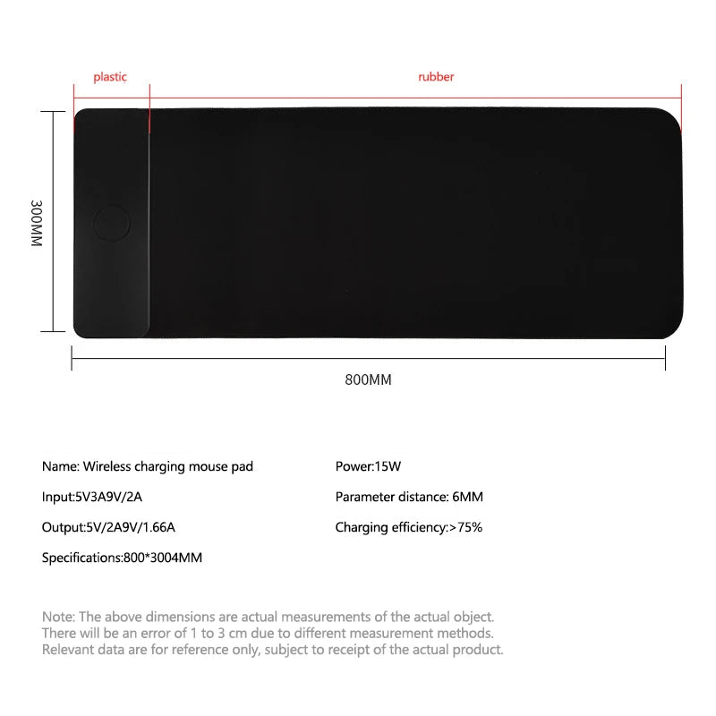 15W wireless charging mouse pad extra large fast charging computer gaming keyboard pad wireless charging rubber mouse pad