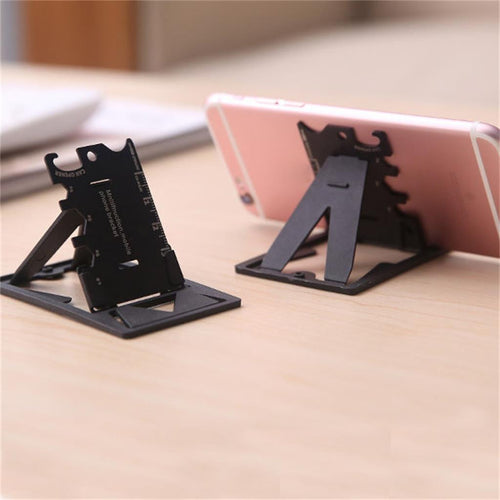 3 In 1 Mini Card Multifunctional Mobiele Telefoon Stand Card Beugel Stand voor Folding Phone Bracket Bottle Opener Tool Kits