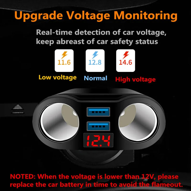 Car Charger 3.1A 2 Ports USB Car Charge 30W Quick chargers with LED Display Car Charger Adapter For iPhone Xiaomi Huawei MP3 DVR